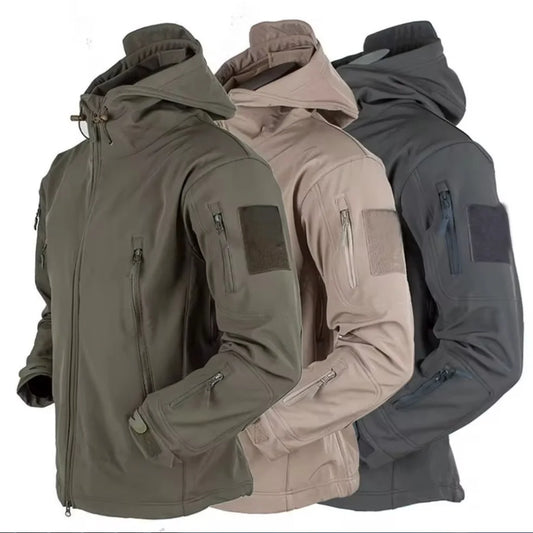 Military Shark Skin Soft Shell Jackets Men Tactical Windproof Waterproof jacket men Army Combat Jackets Mens Hooded Bomber Coats